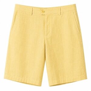 INSERCH Collezione Uomo 100% Linen Short Sz 36 Butter Yellow Casual Summer EUC